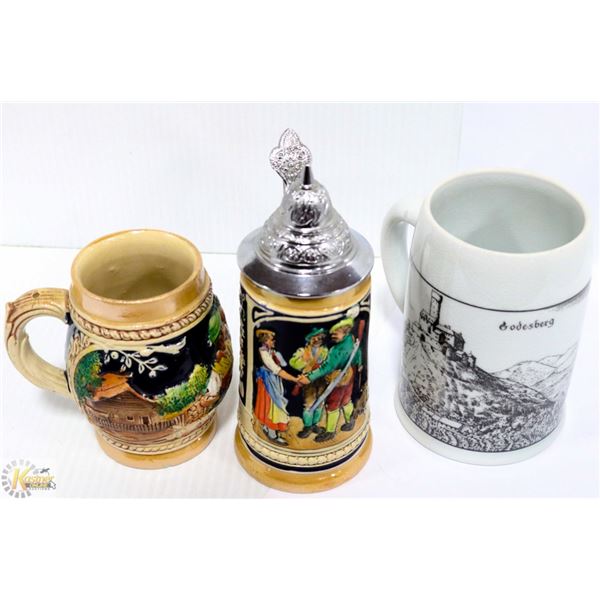 THREE (3) GERMAN BEER STEINS
