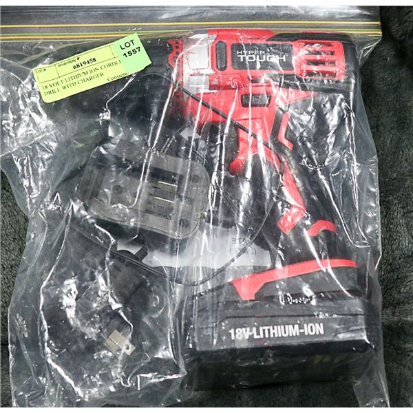 18 VOLT LITHIUM ION CORDLESS DRILL WITH CHARGER