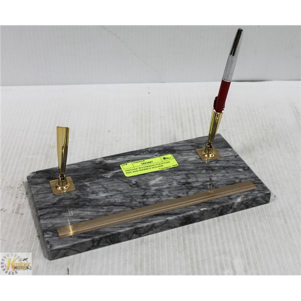VINTAGE WATERMAN FOUNTAIN PEN AND MARBLE HOLDER