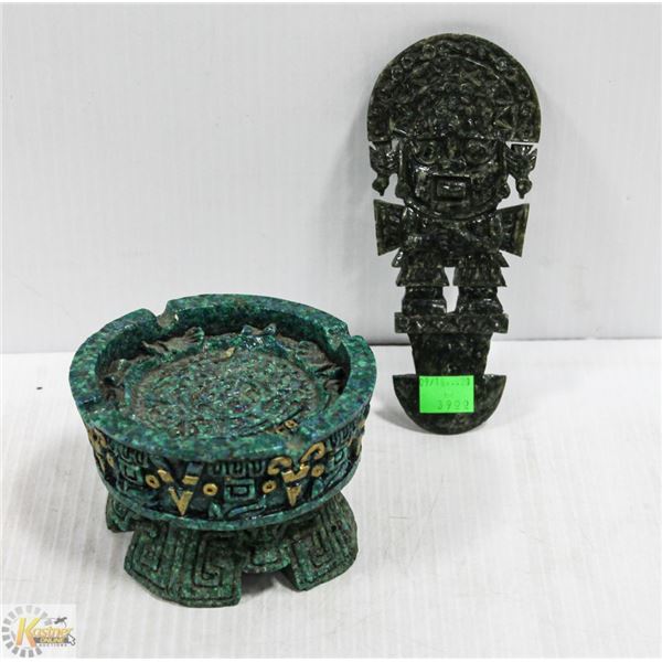 LOT OF TWO MEXICO SOUVENIR - STONE ASHTRAY AND