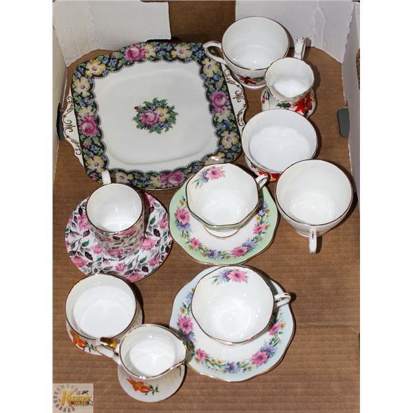 LOT OF TEA CUPS & COLLECTIBLE PATTERN DISHES