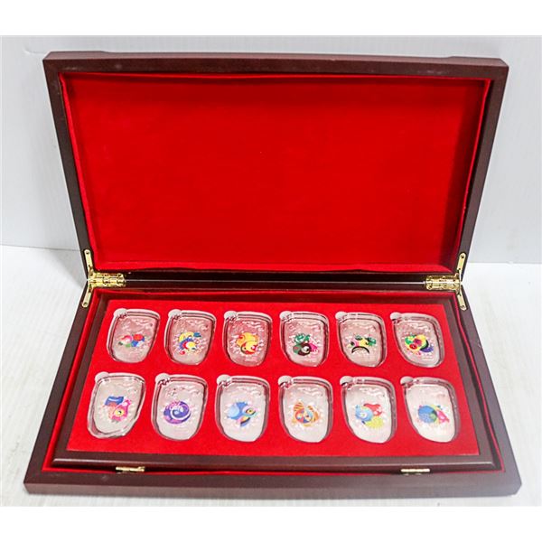 12 CHINESE ZODIAC SILVER COINS IN CASE