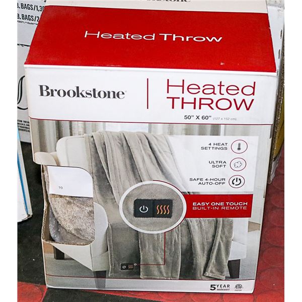BROOKSTONE HEATED THROW 50" X 60" 4 HEAT SETTING
