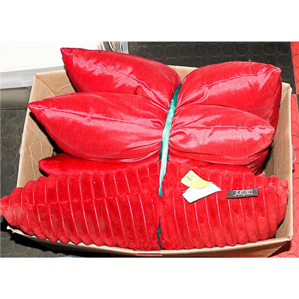 4 RED ACCENT PILLOWS