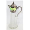 Image 1 : VINTAGE GLASS PITCHER WITH ATTACHED METAL LID