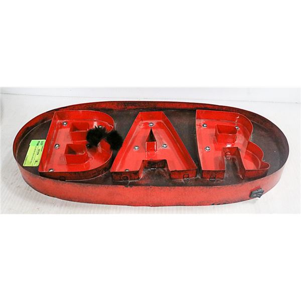 RED METAL BAR SIGN 18 INCHES