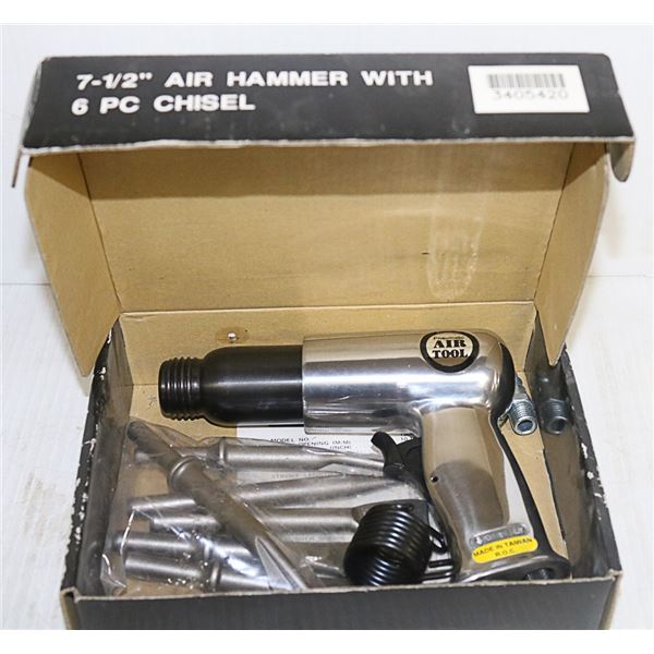 NEW POWER FIST 7 1/2" AIR HAMMER WITH 6 PC CHISEL