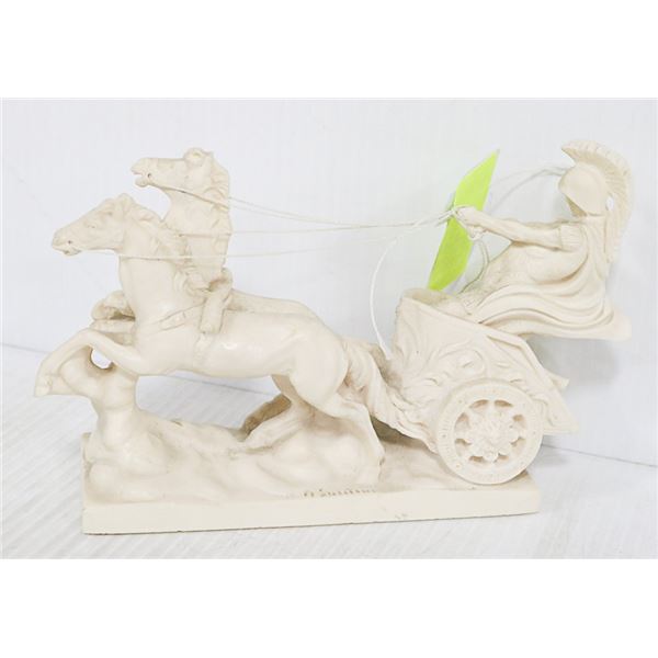 ANTIQUE ROMAN CHARIOT SANTINI SCULPTURE SIGNED