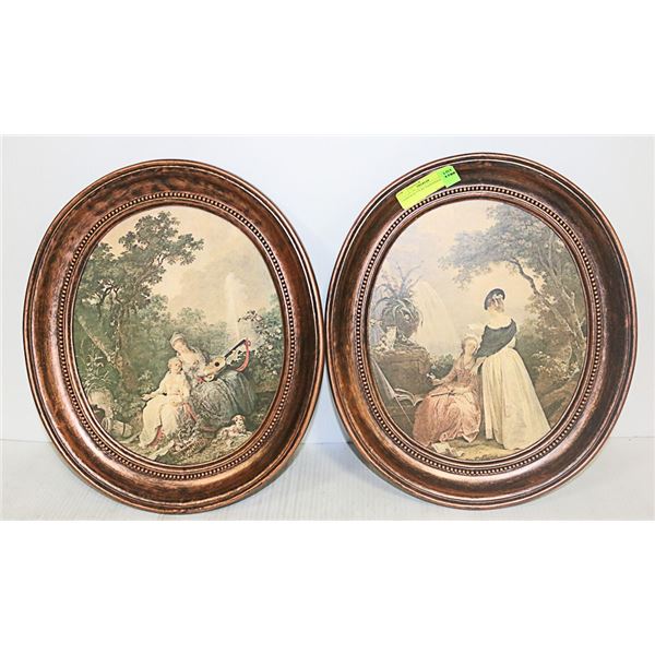 2 VINTAGE OVAL PAINTINGS