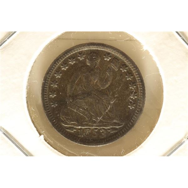 1853 WITH ARROWS SEATED LIBERTY HALF DIME EF