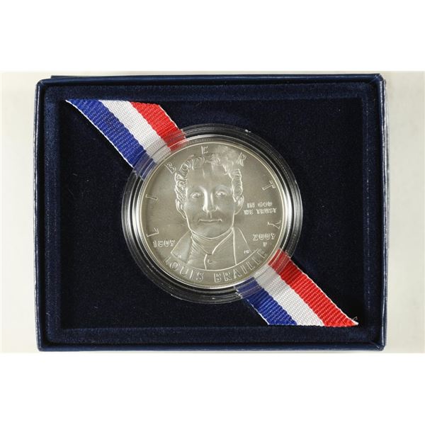 2009 LOUIS BRAILLE BICENTENNIAL UNC SILVER DOLLAR