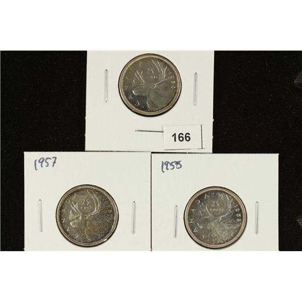 1956, 1957 & 1958 CANADA 25 CENTS PROOF