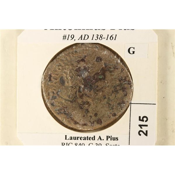 138-161 A.D. ANTONINUS PIUS ANCIENT COIN