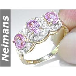 Gem Certified 1.00 ct Emerald & Sapphire Ring 14kt Gold