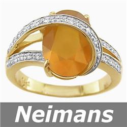 Certified 5.75 ct Yellow Sapphire & VS Diamond Ring 14k