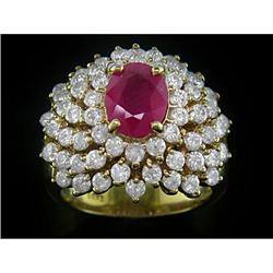 Antique 2.25 ct Ruby & Diamond Ring 14kt Gold USGL CERT
