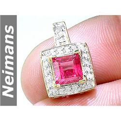 Antique Certified 3.25 ct Ruby & Diamond Pendant 14kt