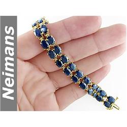 USGL Certified 38.25 ct Gem Sapphire Bracelet 14kt Gold