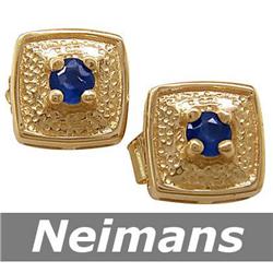 Gem Certified .25 ct Sapphire Stud Earrings 14kt Gold