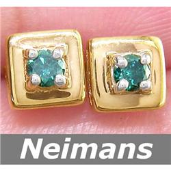 Certified .25 ct Blue Diamond Stud Earrings 14kt Gold