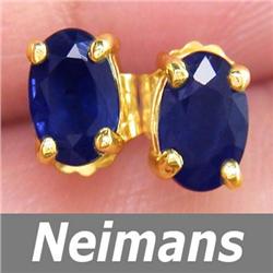 USGL Certified 1.25 ct Sapphire Stud Earrings 14kt Gold