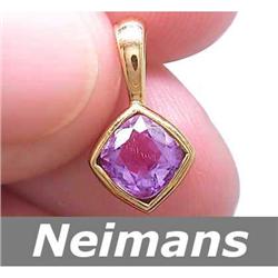 Certified 1.00 ct Amethyst Solitaire Pendant 14kt Gold