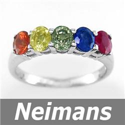 Fine Gem 2.25 ct Multi Sapphire & Ruby Ring 14kt Gold