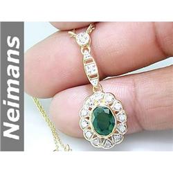 Antique Gem 6.25 ct Citrine & Diamond Pendant 14k Gold