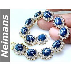 Certified 30.00 ct Sapphire & Diamond Necklace 14K Gold