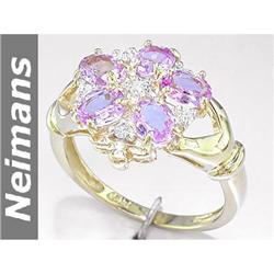 Vintage 2.00 ct Pink Sapphire & Diamond Ring 14kt Gold