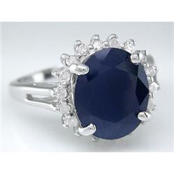 Gem Certified 7.00 ct Sapphire & VS Diamond Ring 14kt