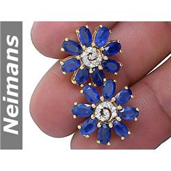 7.50 ct Sapphire & Diamond Stud Earrings 14kt