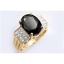 Art Deco 6.25 ct Sapphire & VS Diamond Ring Certified