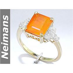 Vintage 2.75 ct Fire Opal & Diamond Ring 14kt Gold RARE