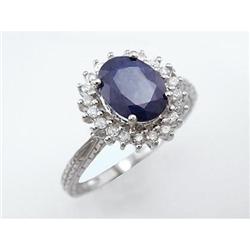 USGL Certified 2.75 ct Sapphire & VS Diamond Ring 14kt