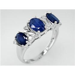 Gem Certified 2.25 ct Sapphire & VS Diamond Ring 14kt