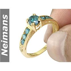 Certified 1.00 ct Blue Diamond Engagement Ring 14k Gold