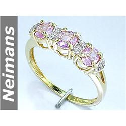 Certified 1.25 ct Pink Sapphire & Diamond Ring 14k Gold