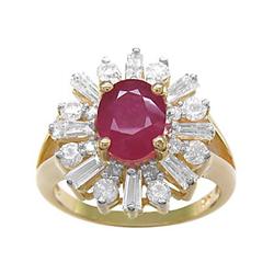Antique 3.75 ct Ruby & Diamond Ring 14kt Gold CERTIFIED