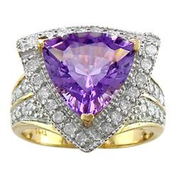 Certified 5.50 ct Amethyst & VS Diamond Ring 14kt Gold