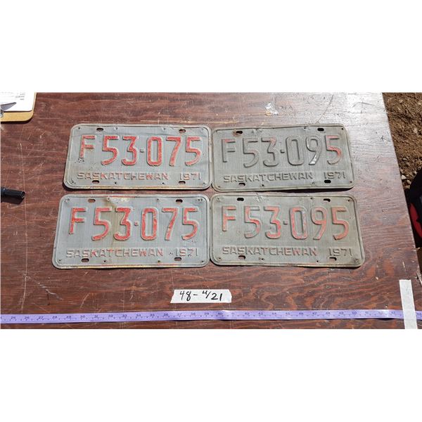 4 1971 sask plates
