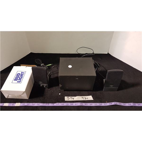 PC Speakers + Bud Light headphones