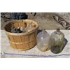Image 1 : Lot Vintage Glass Jugs + basket
