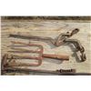 Image 2 : Lot of hoes, pick ends, fork tines, Chain tightener