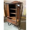 Image 2 : ANTIQUE WALNUT CHINA CABINET 15 X 34 X 63"