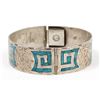Image 1 : Vintage Taxco Sterling & Inlay Turquoise Bracelet