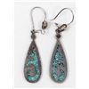 Image 1 : Navajo Sterling Turquoise Chip Inlay Earrings