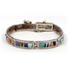 Image 1 : Navajo Sterling Inlay Link Bracelet, Calvin Begay