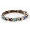 Image 4 : Navajo Sterling Inlay Link Bracelet, Calvin Begay