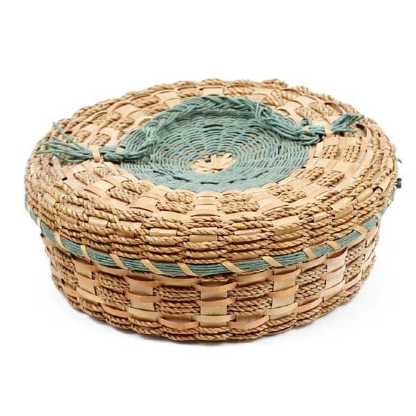 Penobscot Sweetgrass and Ash Lidded Basket